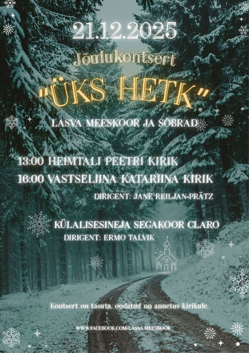 Lasva meeskoori Jõulukontserdid 2025